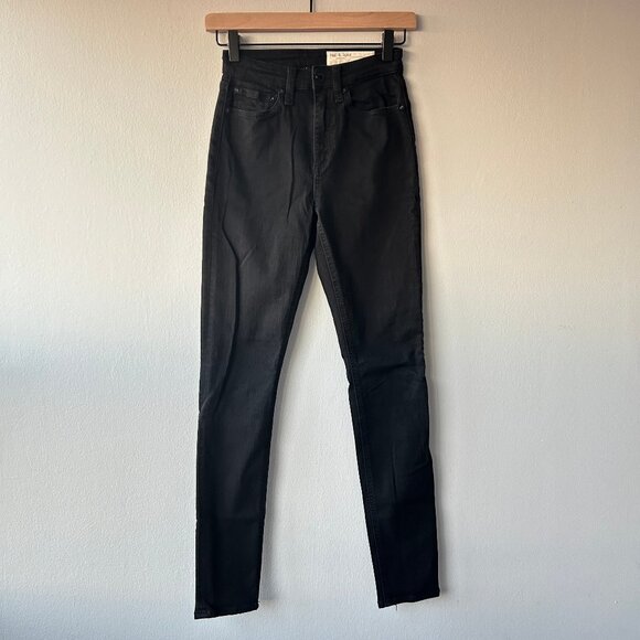 Rag & Bone Nina High Rise Skinny Jeans Black Stretch Denim Size 24 Women's - Picture 3 of 11